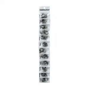 Blíster de 12 aretes color plata con earcuff sobrepuesto y cruz / sta…