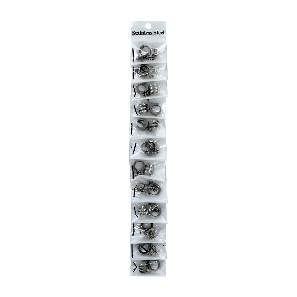 Blíster de 12 aretes color plata con earcuff sobrepuesto y cruz / sta…