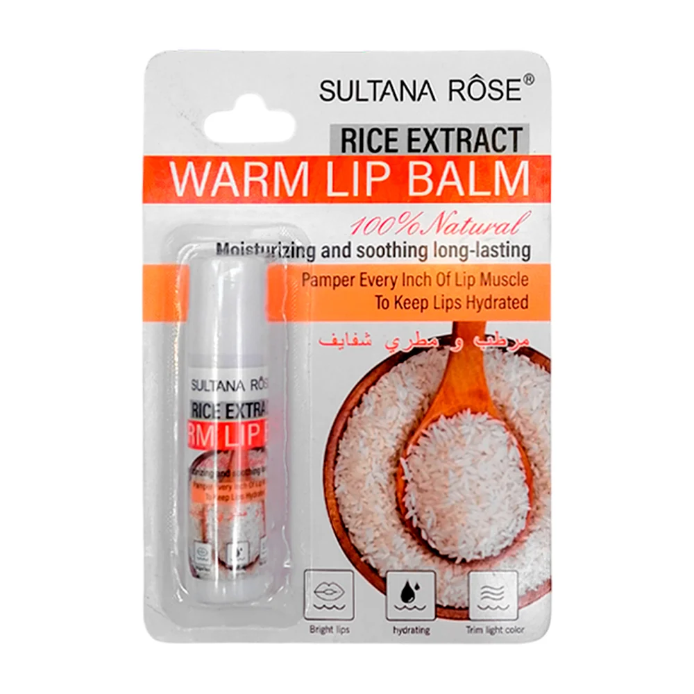 1pza Bálsamo labial con extracto de arroz, 4.8g / sultana rose / warm…