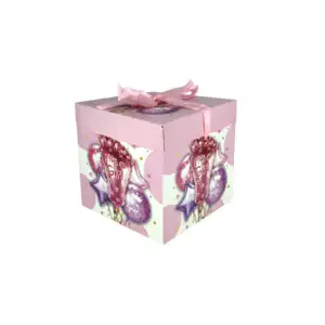 1pza Caja armable con temática de baby shower, 15x15x15cm, variedad d…