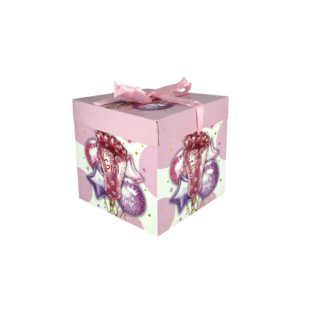 1pza Caja armable con temática de baby shower, 15x15x15cm, variedad d…