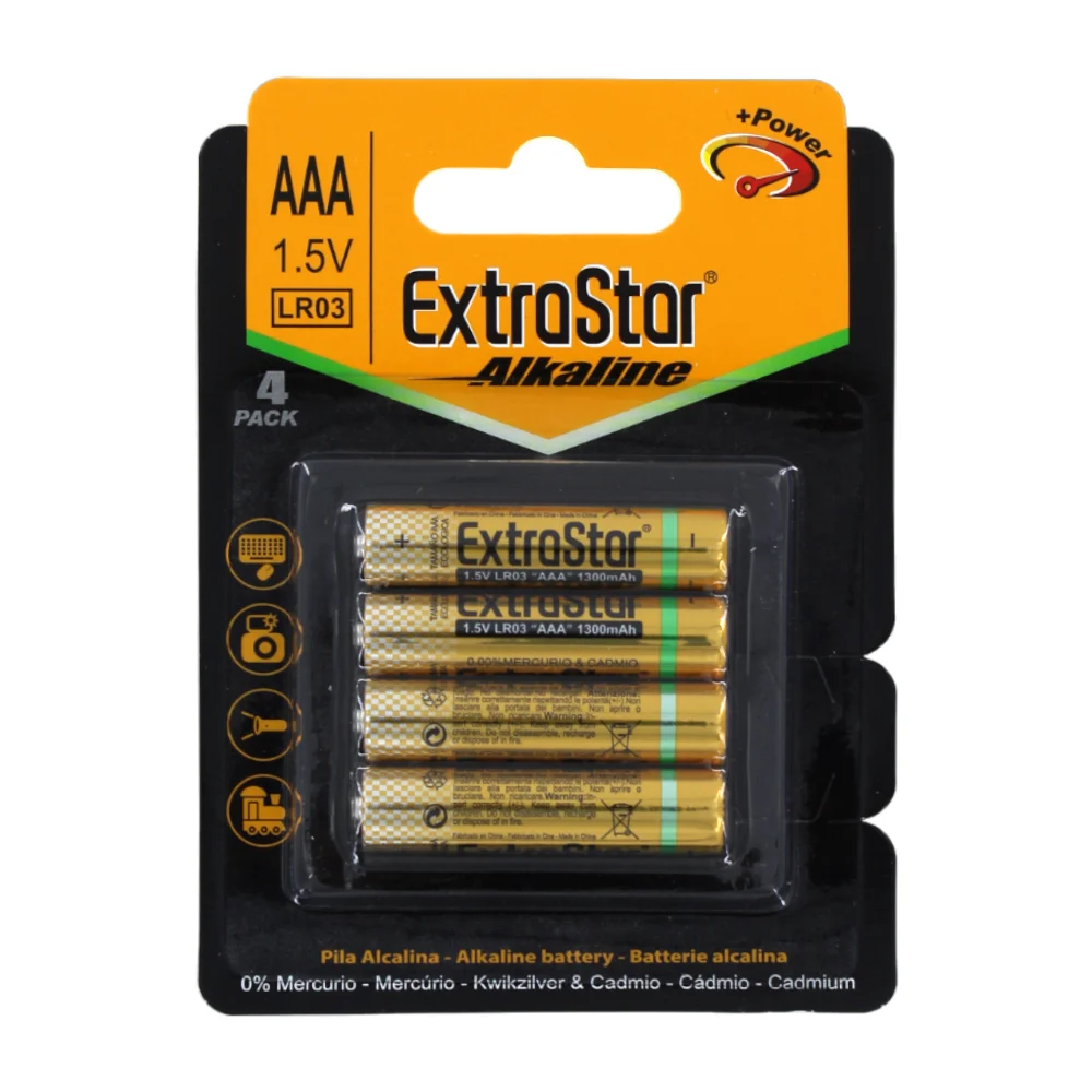 Blíster con 4 pilas alcalinas extra star aaa de 1.5 volts / 60042