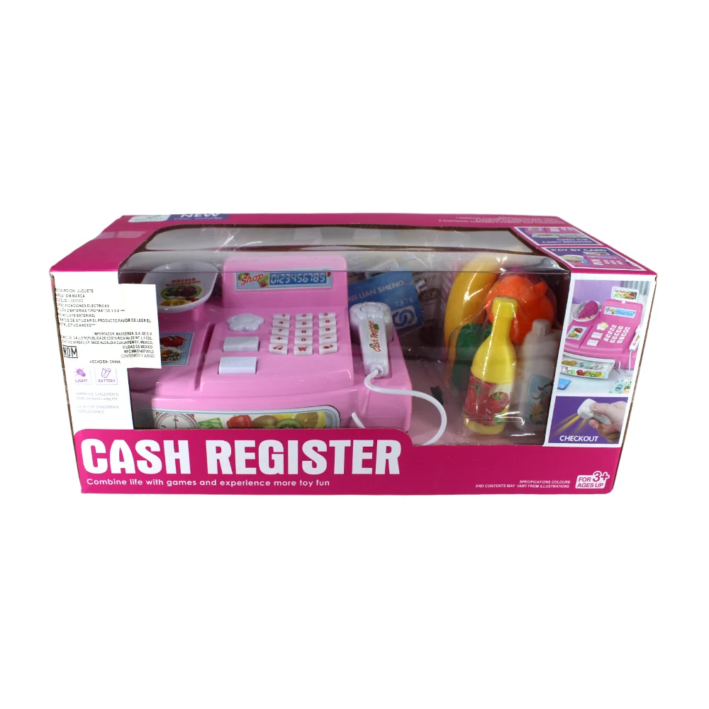 Mini caja registradora de juguete con luz, sonido y accesorios en for…