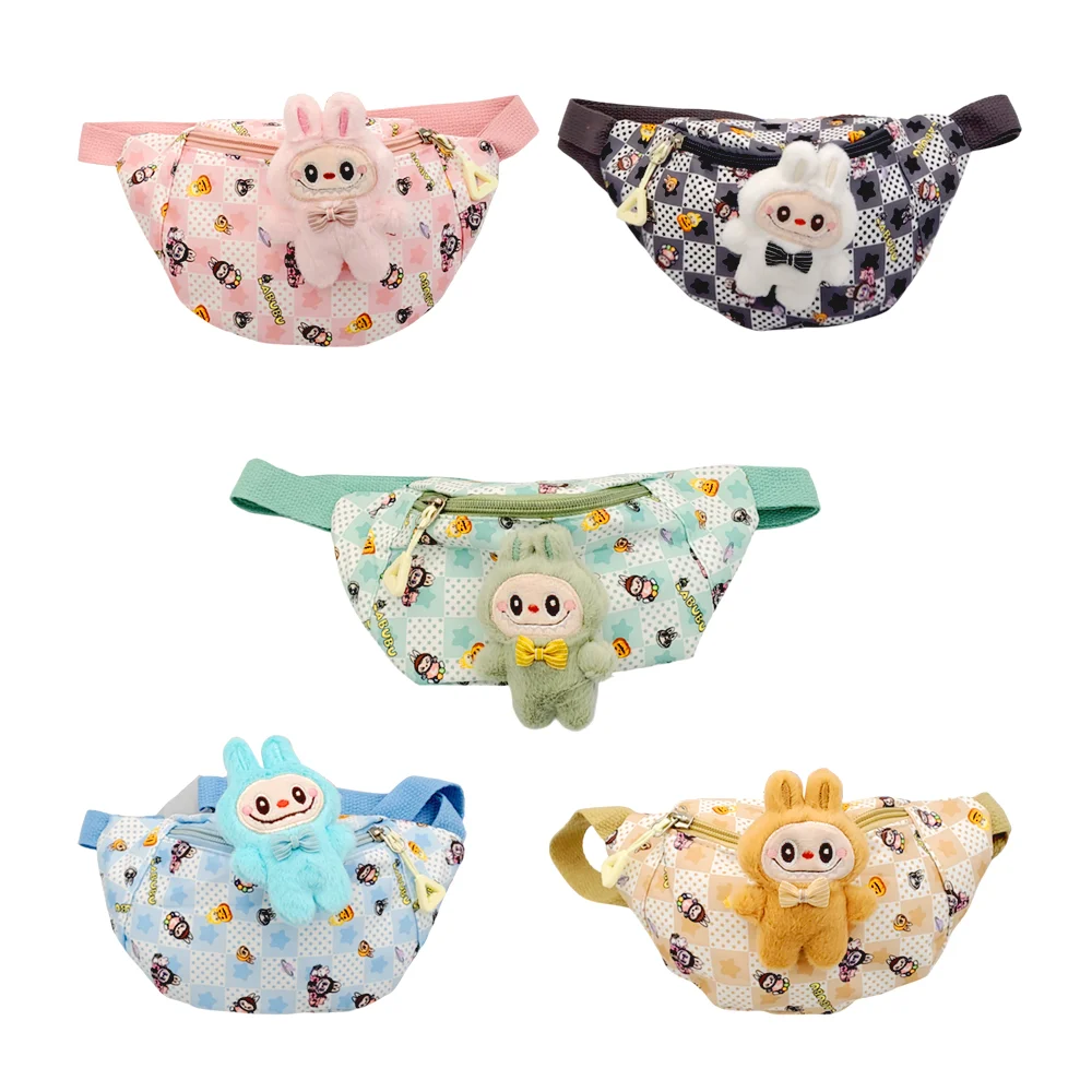 Bolsa cangurera infantil con estampado y pin afelpado de labubu, vari…