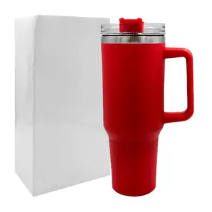 Vaso termo grande metálico, con asa, tapadera transparente y popote, …