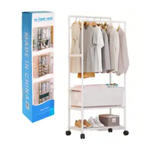Closet organizador multifuncional con 2 niveles y 2 tubos para colgar…