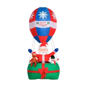 Inflable navideño para jardín, en forma de regalo con santa claus, mu…