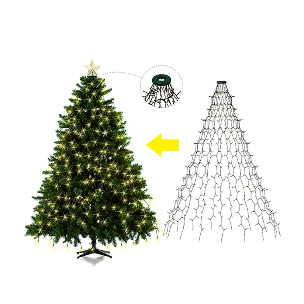Serie led de luz rgb tipo cortina 2m con anillo para árbol navideño + control remoto / lu3203
