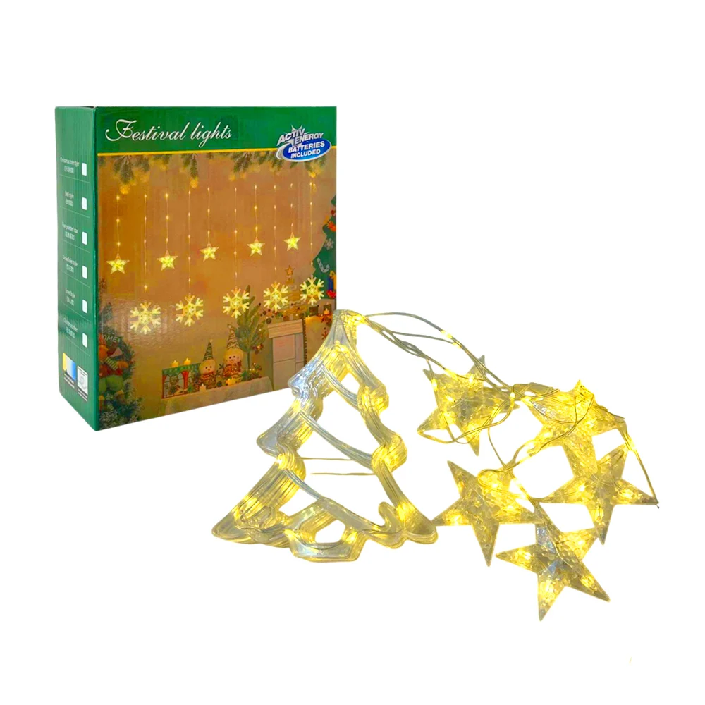 Serie cascada con focos led luz cálida + 10 figuras transparentes en …