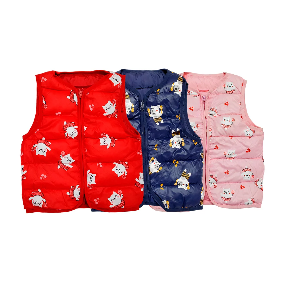 Chaleco acolchado impermeable infantil con estampado de osos o gatos,…