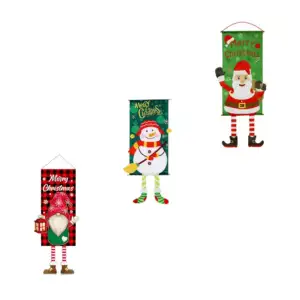 1pza Letrero de tela decorativa con estampado navideño con patitas de…