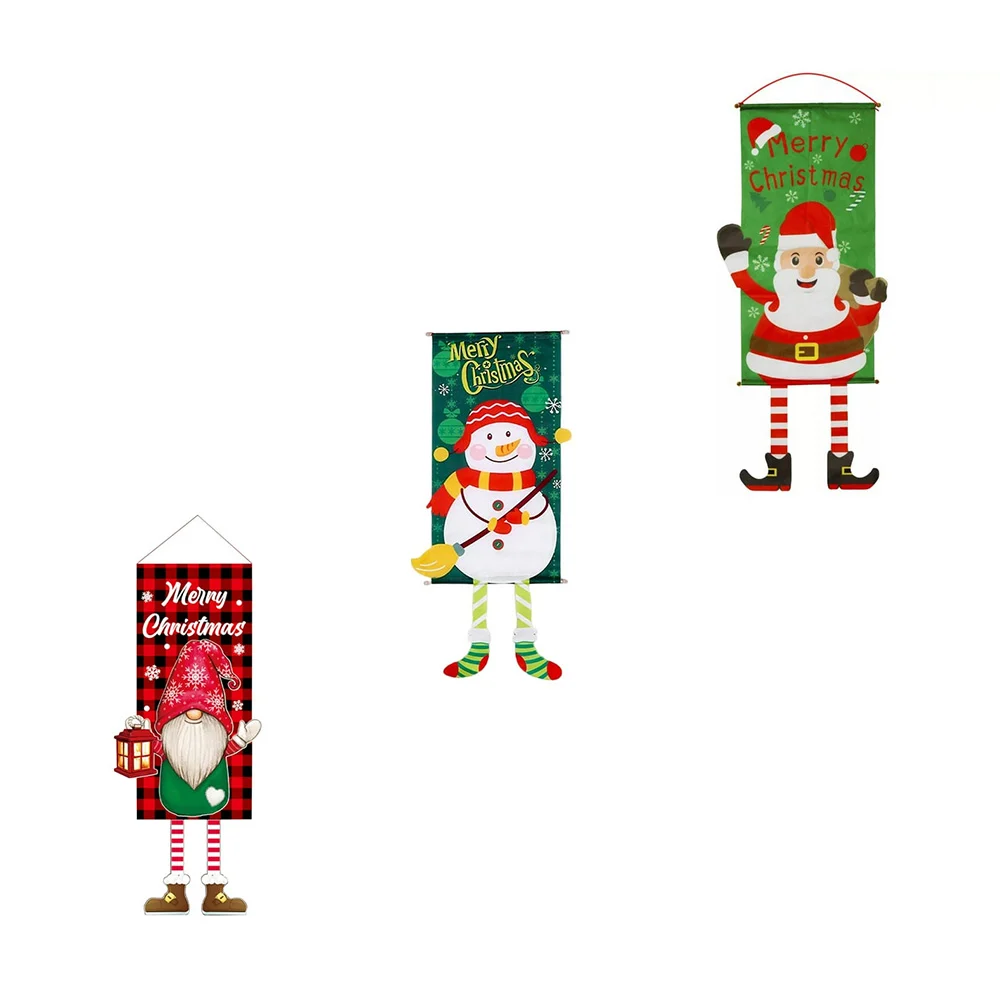 1pza Letrero de tela decorativa con estampado navideño con patitas de…