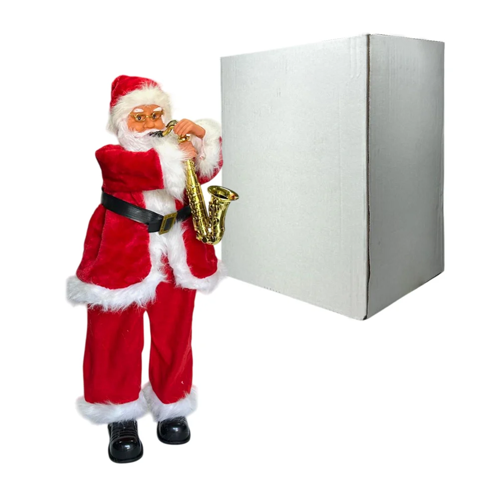 Figura decorativa navideña con diseño de santa claus con instrumento …