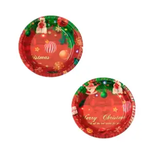 1pza Plato hondo redondo con diseño navideño, 23cm, variedad de model…