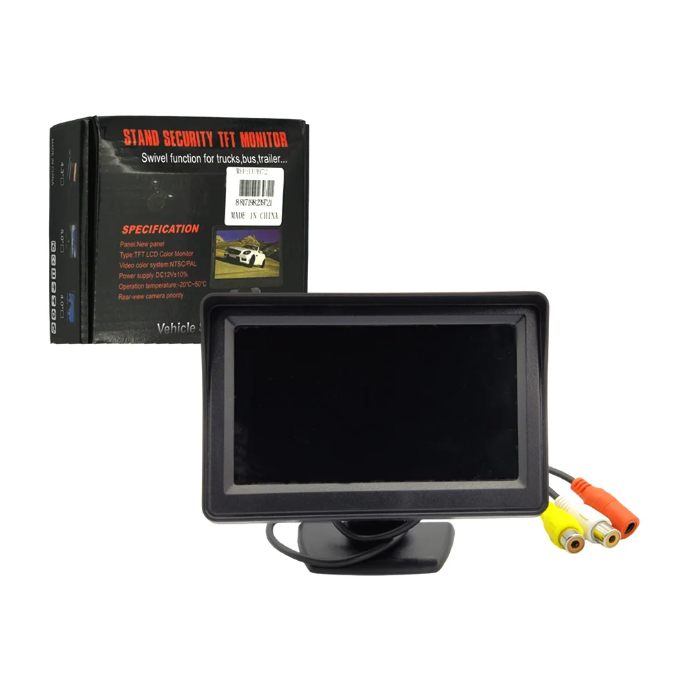 Monitor tft de seguridad con soporte y cámara para visión trasera / s…