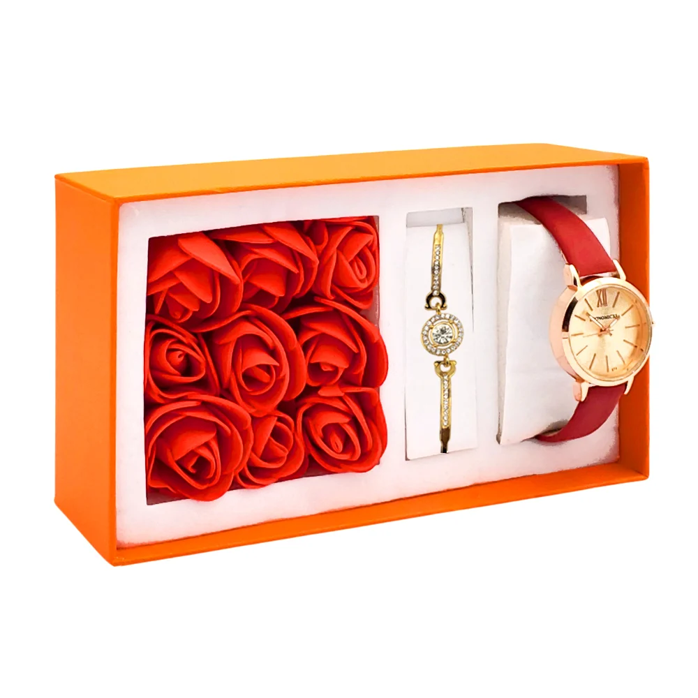 Caja de regalo pequeña para dama con reloj de muñeca, rosas de foamy …