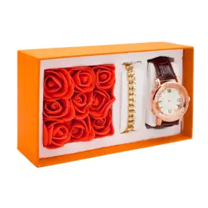 Caja de regalo pequeña para dama con reloj de muñeca, pulsera dorada …