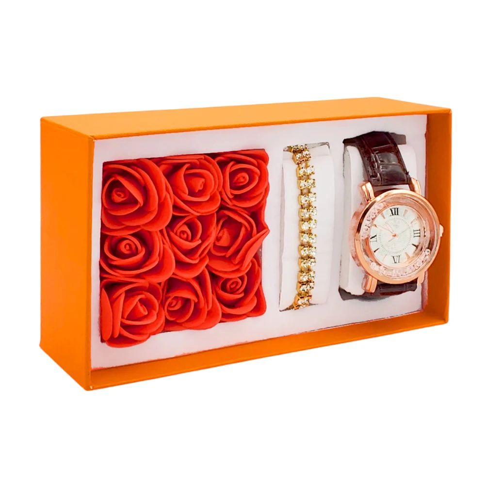 Caja de regalo pequeña para dama con reloj de muñeca, pulsera dorada …