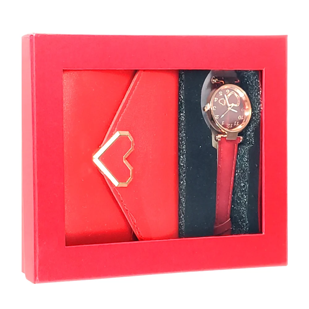 Kit de regalo para dama con reloj y billetera con broche de corazón, …