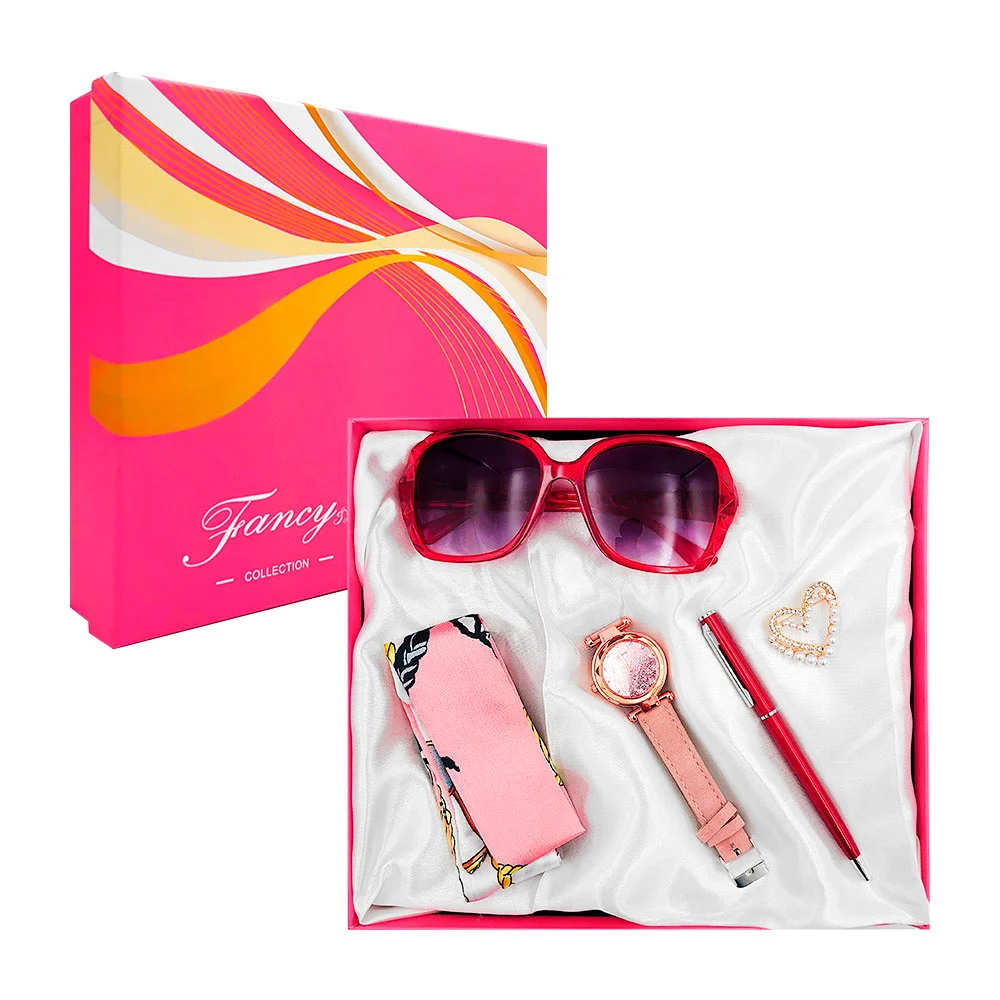 Kit de regalo para dama con lentes, reloj, diadema tipo listón, pluma…