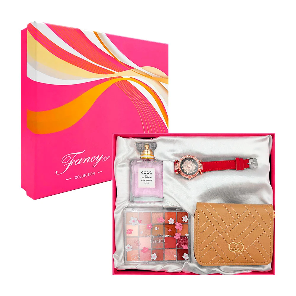 Kit de regalo para dama con cartera, reloj de mano, perfume y paleta …