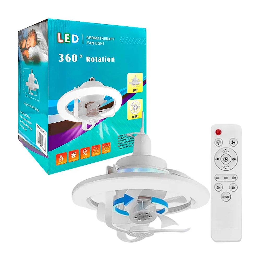 Lámpara led de techo con luz blanca - cálida y rgb + ventilador, 2400…