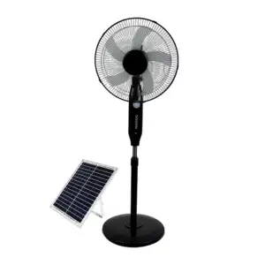 Ventilador de pedestal con 5 aspas y panel solar, piezas de colores /…