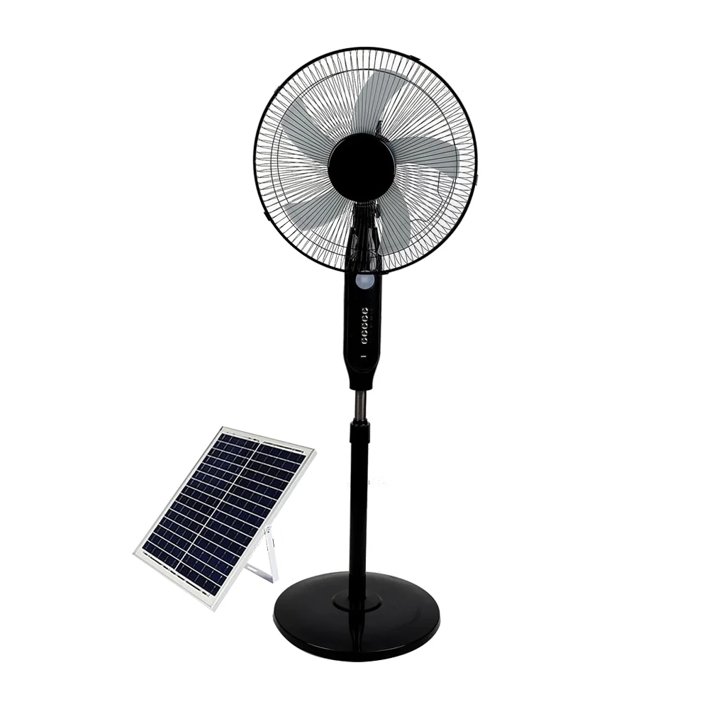 Ventilador de pedestal con 5 aspas y panel solar, piezas de colores /…