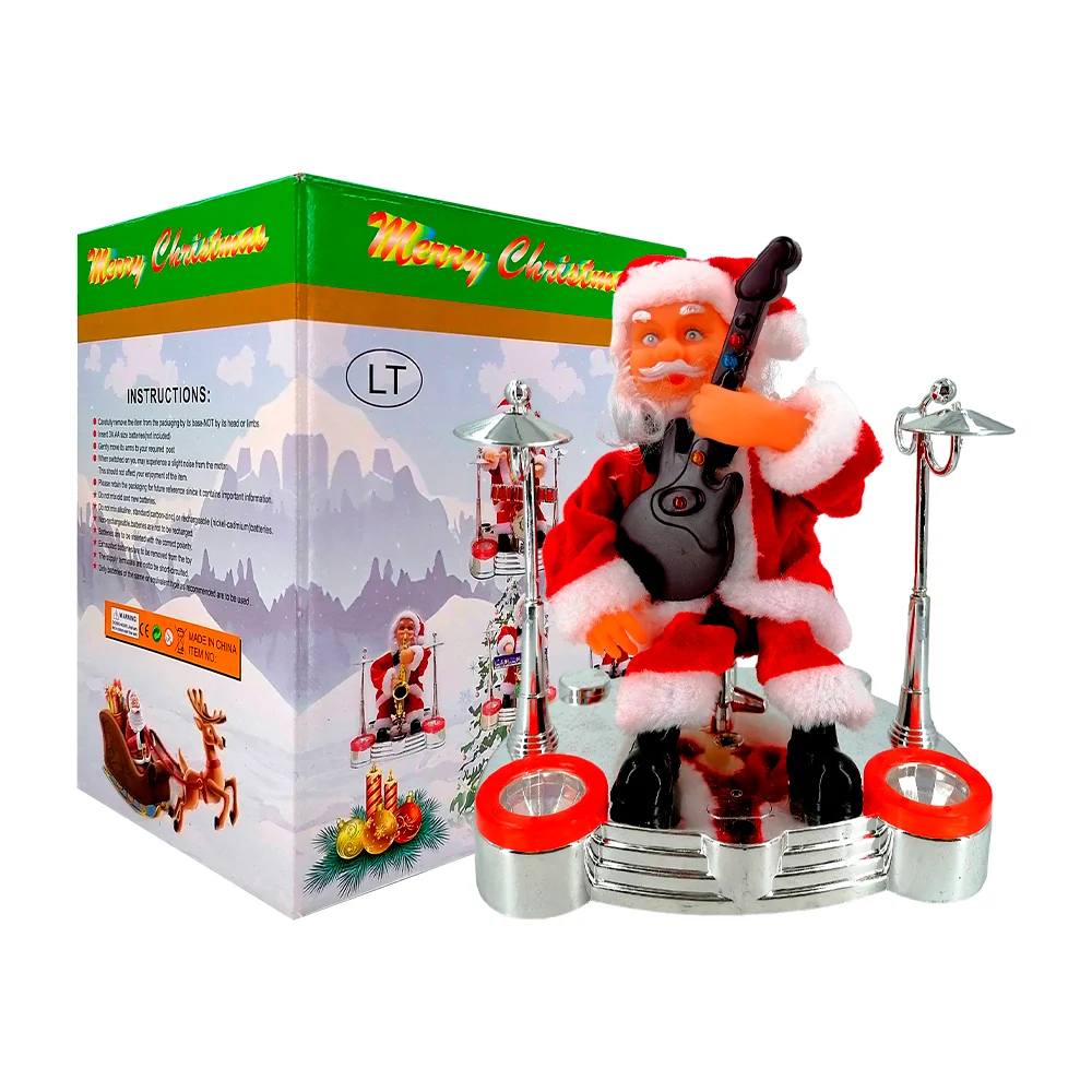 Adorno decoración en forma de santa claus con instrumento musical + l…