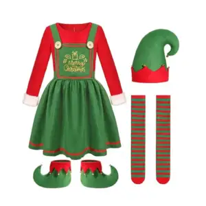 Conjunto disfraz de duende unitalla para mujer con vestido, cubrezapa…