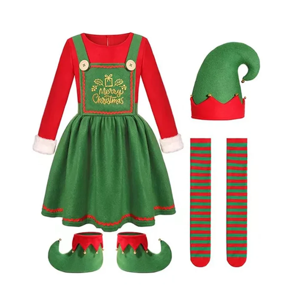 Conjunto disfraz de duende unitalla para mujer con vestido, cubrezapa…