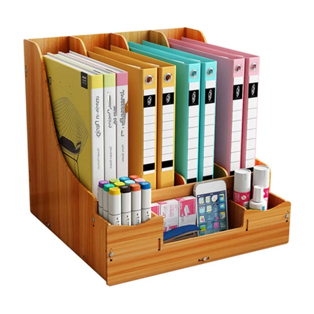 Organizador grande de madera cuadrado con 7 compartimentos curvos / l…