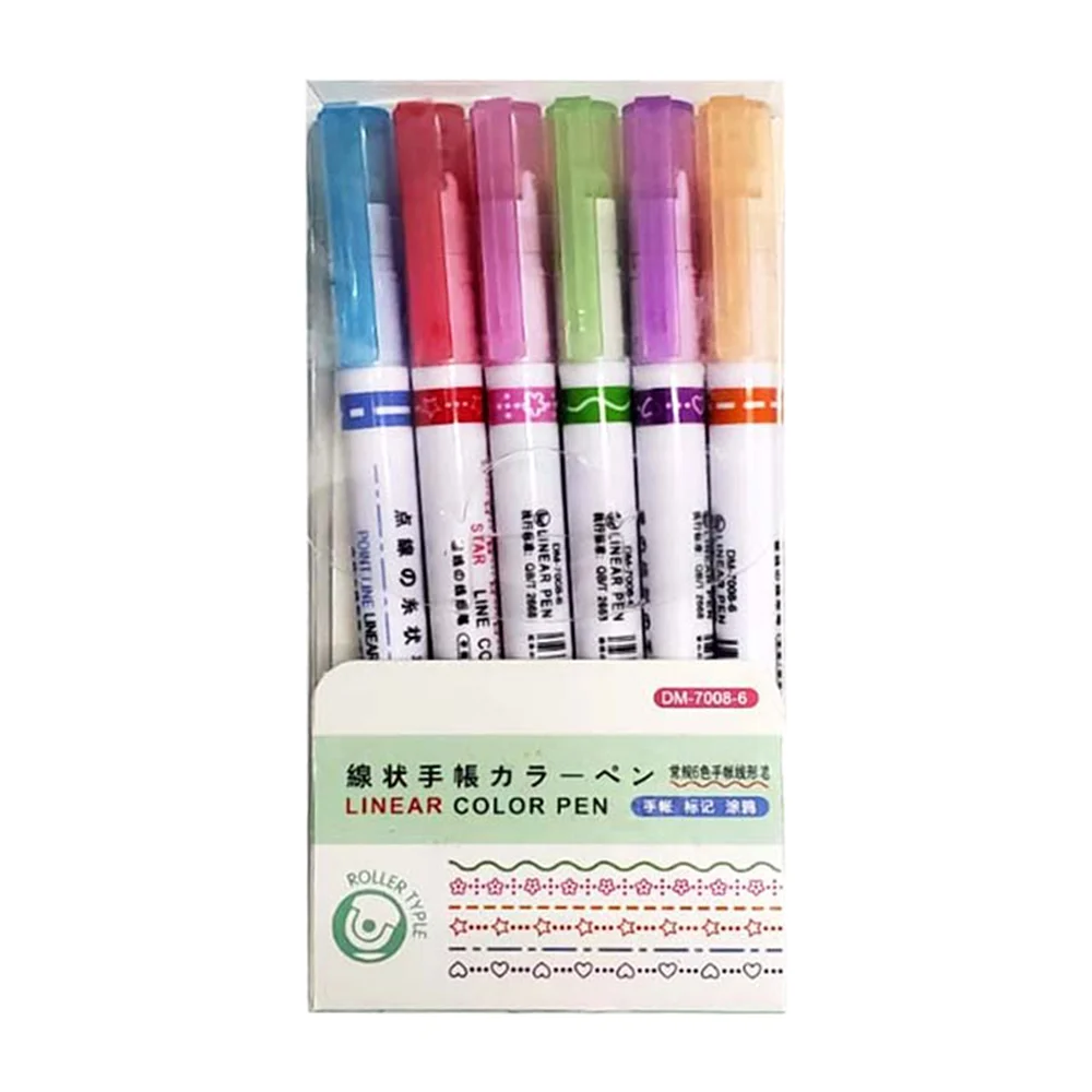 Paquete con 6 marcadores de sellos linear color pen tipo rodillo, var…
