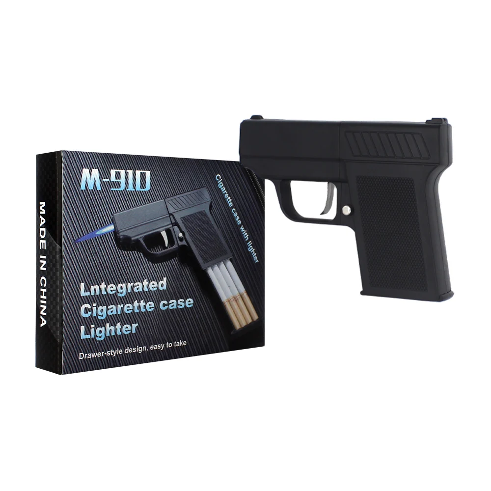 Cigarrera con encendedor de resistencia recargable en forma de pistol…