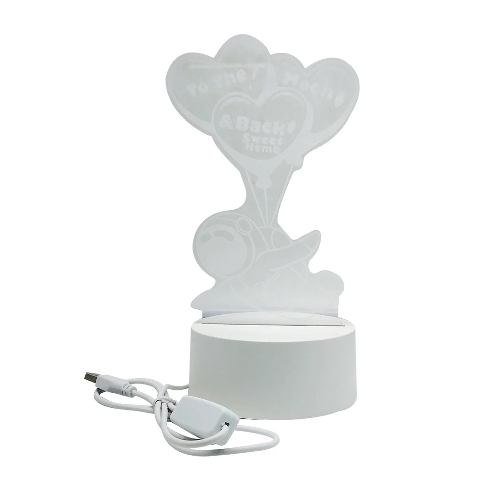 Base usb de luz led cálida con figura de acrílico en 2 dimensiones co…
