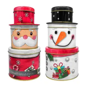 Torre de 3 latas metálicas de diversos tamaños para almacenar con dis…