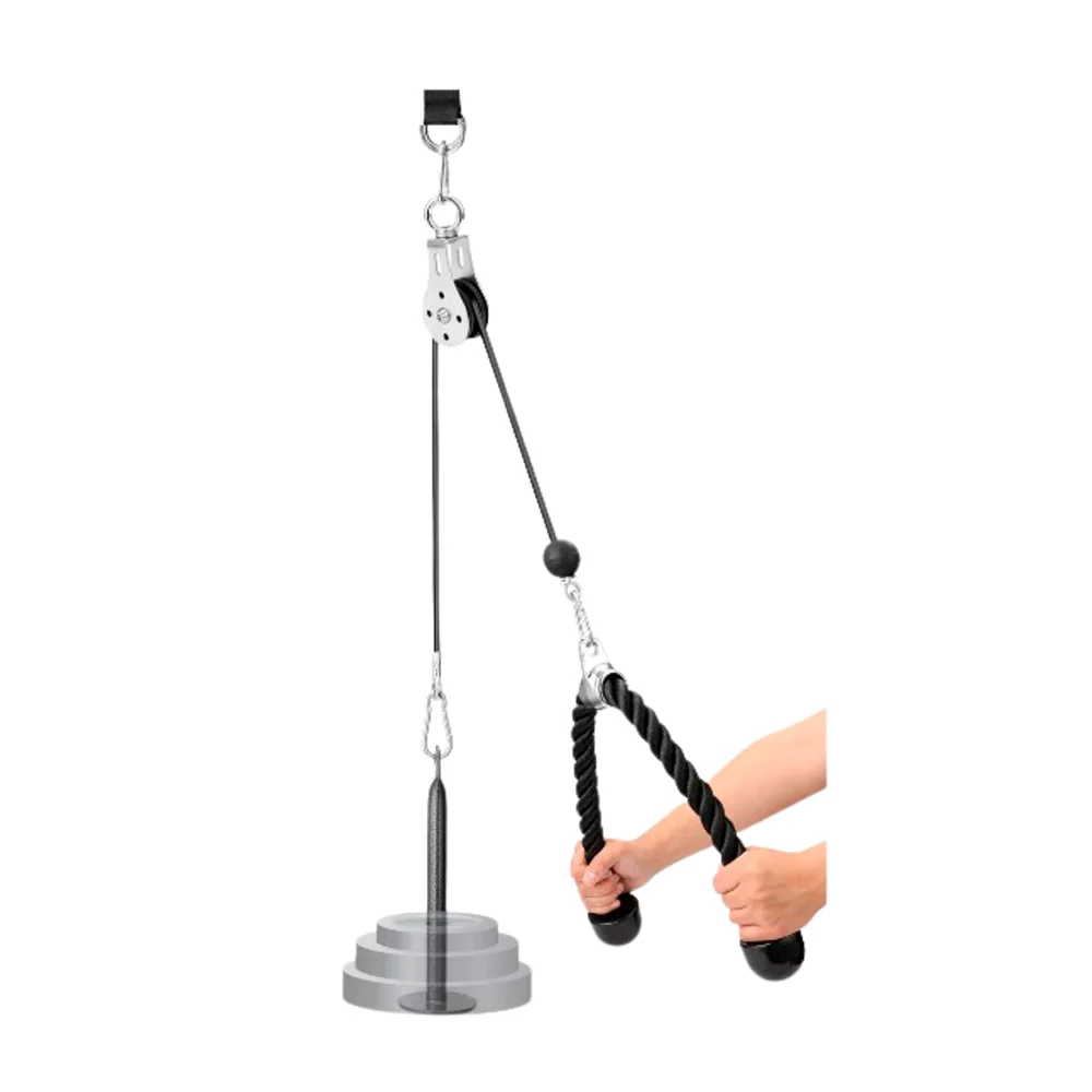 Sistema para hacer ejercicio con polea, sujetador, ganchos y herramie…