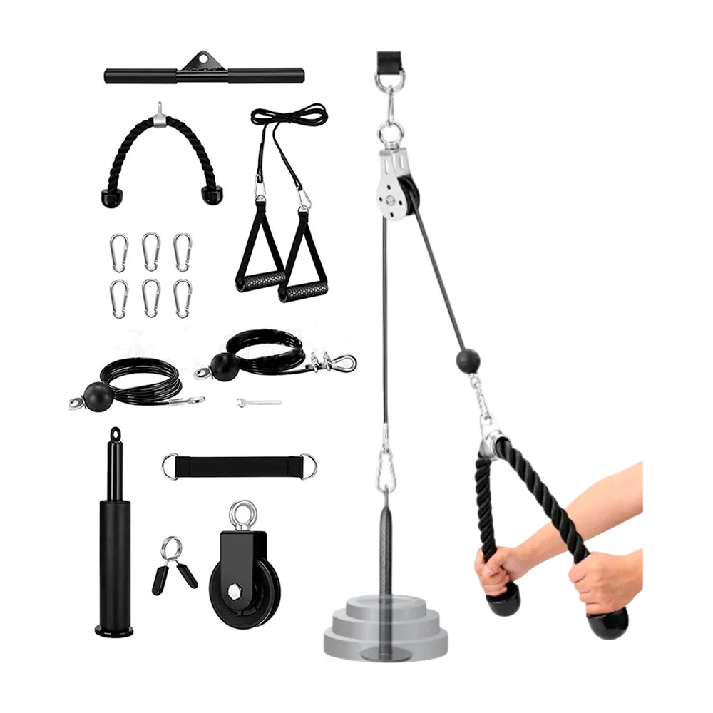Sistema para hacer ejercicio, con polea, cable, sujetador, ganchos + …
