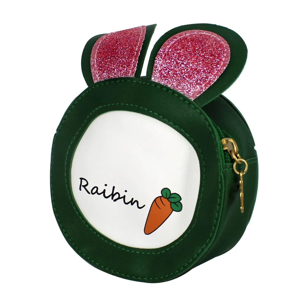 Bolsa redonda pequeña de piel sintética raibin con orejas de conejo, …