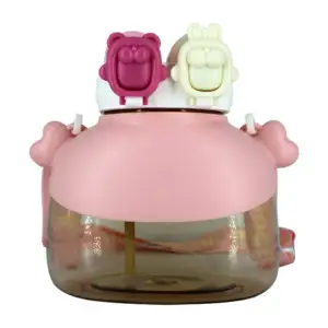 Botella transparente de doble boquilla con broche de animales, correa…