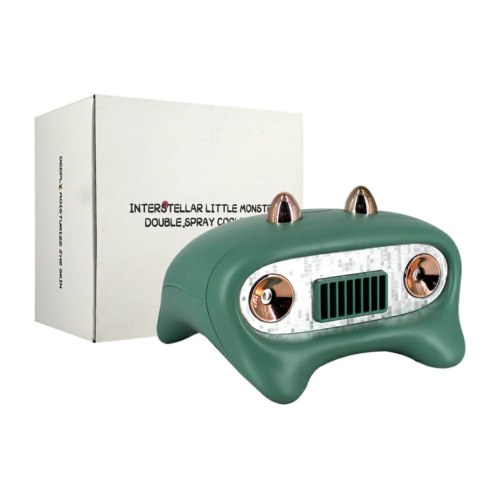 Ventilador recargable con 3 velocidades y función doble rociador humi…