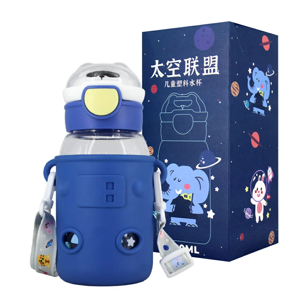Botella transparente con estampado de animales astronautas con funda …