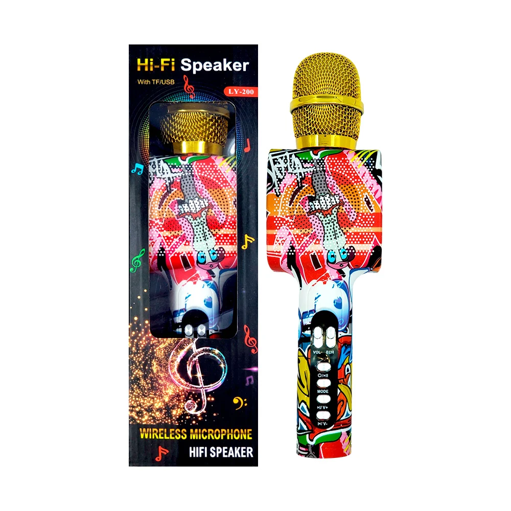 Micrófono bocina inalámbrica con luz led y diseño de graffiti + ranur…