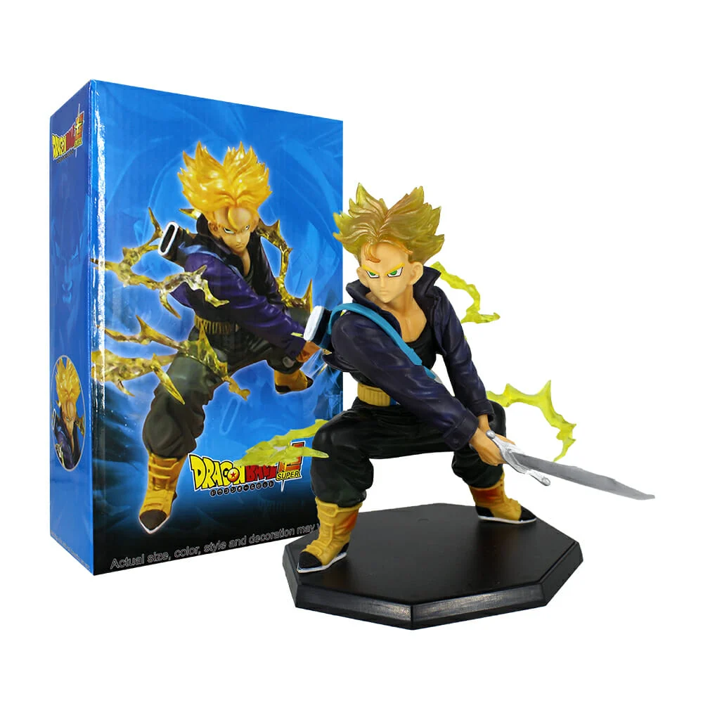 Figura coleccionable en forma de trunks del futuro con base y accesor…