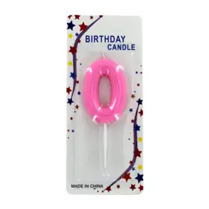 1pza Vela de cera en forma de número color rosa, variedad de números …