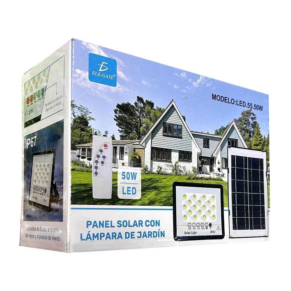 Lámpara led para jardín con potencia de 50w, panel solar y control re…