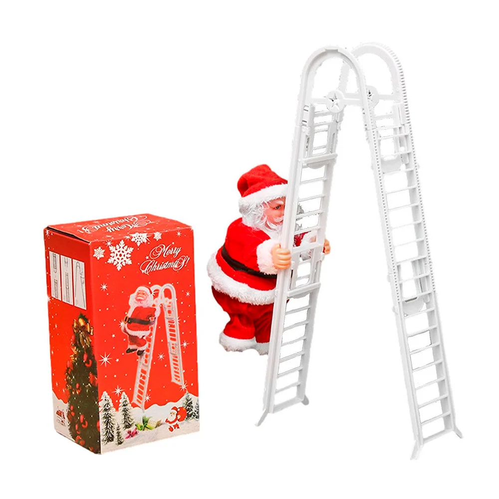 Adorno decorativo en forma de santa claus subiendo escaleras con acro…