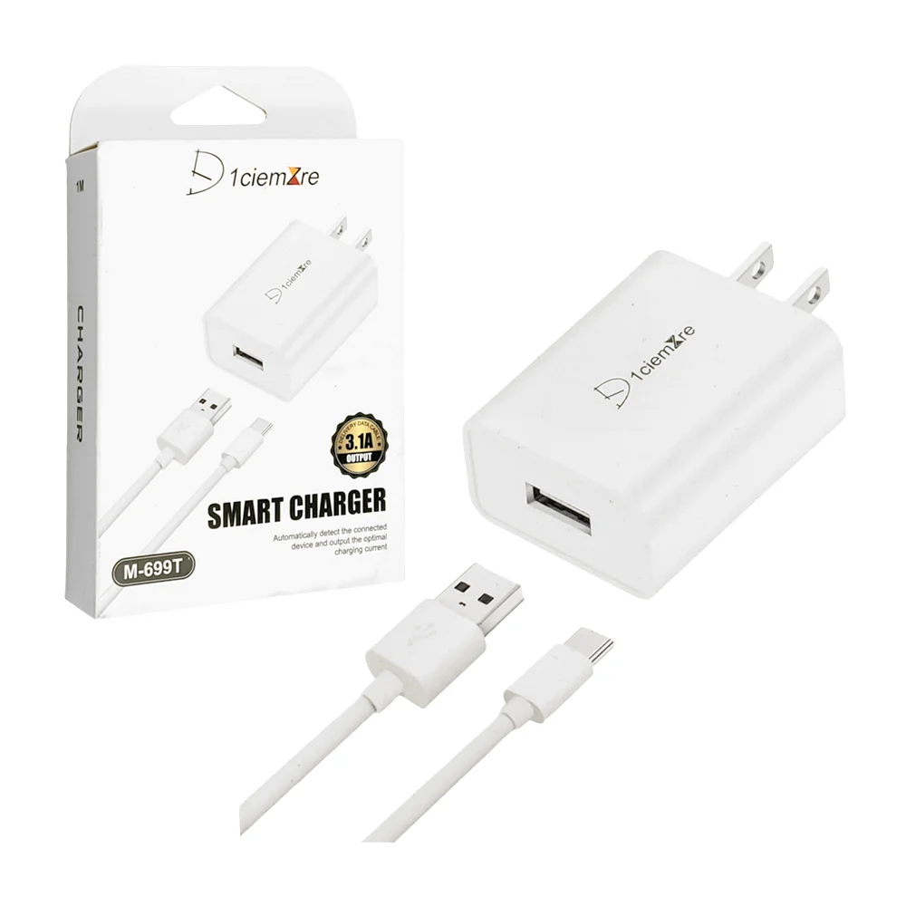 Combo cargador d1ciemzre con entrada usb-c para carga rápida, color b…