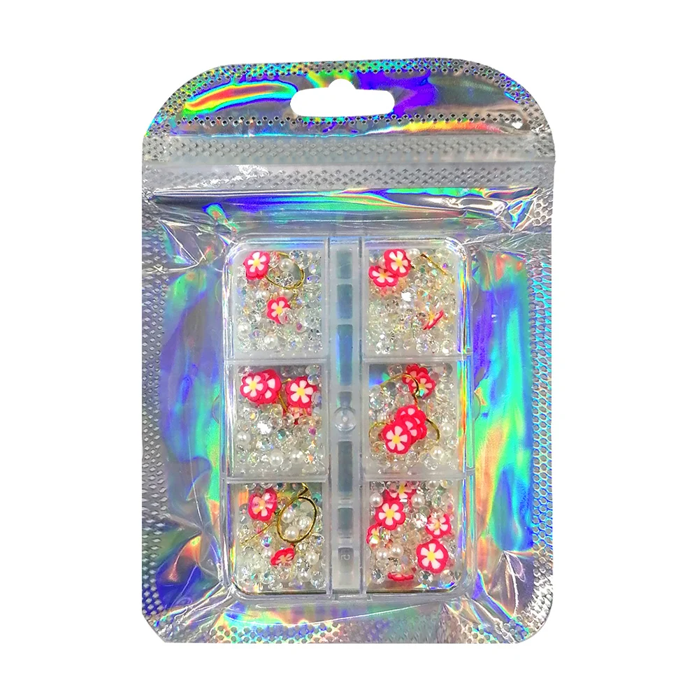 Estuche con pedrería decorativa para uñas, variedad de modelos / m2-1…