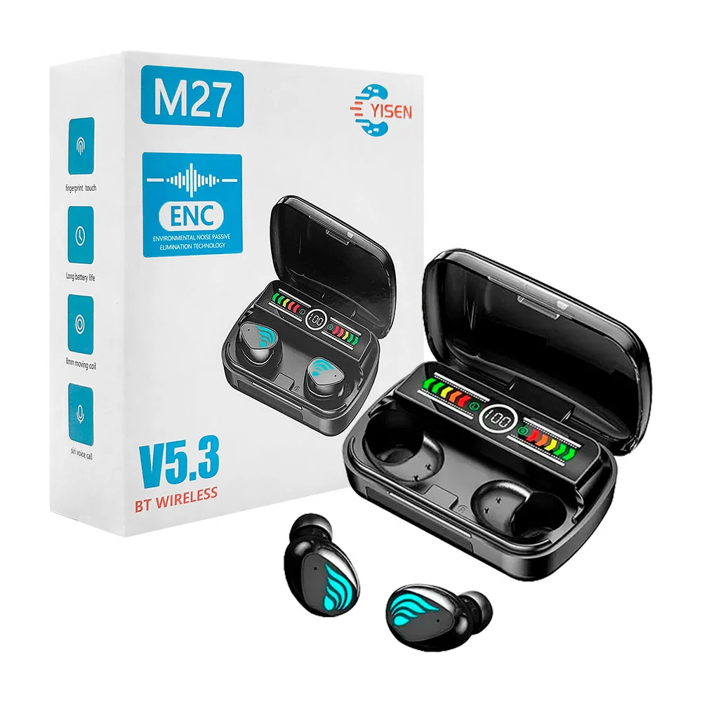 Audífonos bluetooth inalámbricos con diseño de alas y estuche de carg…